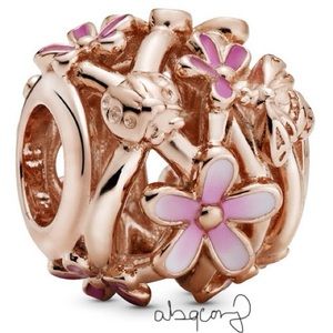 EUC Pandora 788772C01 Pandora Rose Openwork Pink Daisy Flower Charm